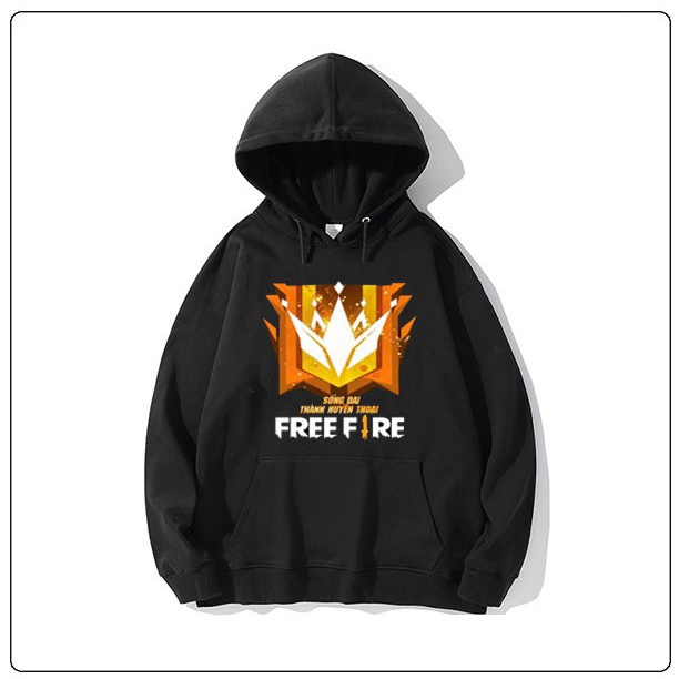 Áo Hoodie Nỉ Free Fire Rank Đại Kiện Tướng màu đen