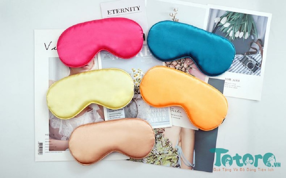 Bịt mắt ngủ lụa mềm mại, miếng che mắt ngủ hai mặt giúp chăm sóc sức khỏe khi ngủ