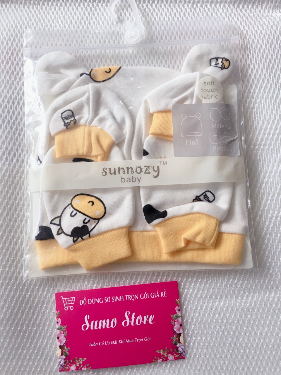 Set nón bao tay chân sơ sinh sunnozy