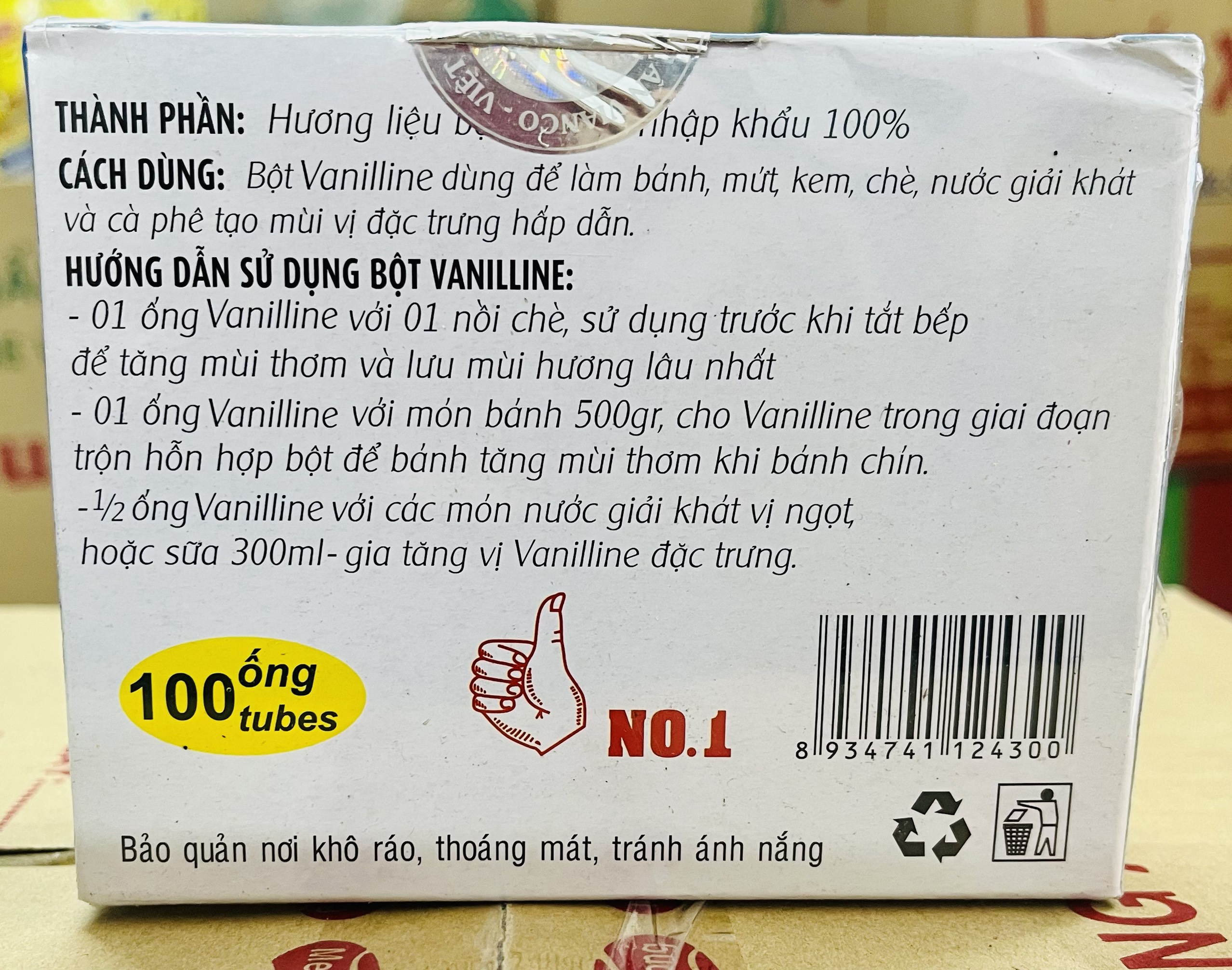 Combo 10 ống (1 ống-0,25g) Bột thơm Vani (Vanilline)