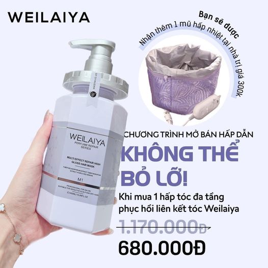 (Tặng Mũ Hấp) Dầu Hấp Tóc Phục Hồi Đa Tầng Weilaiya 450ml