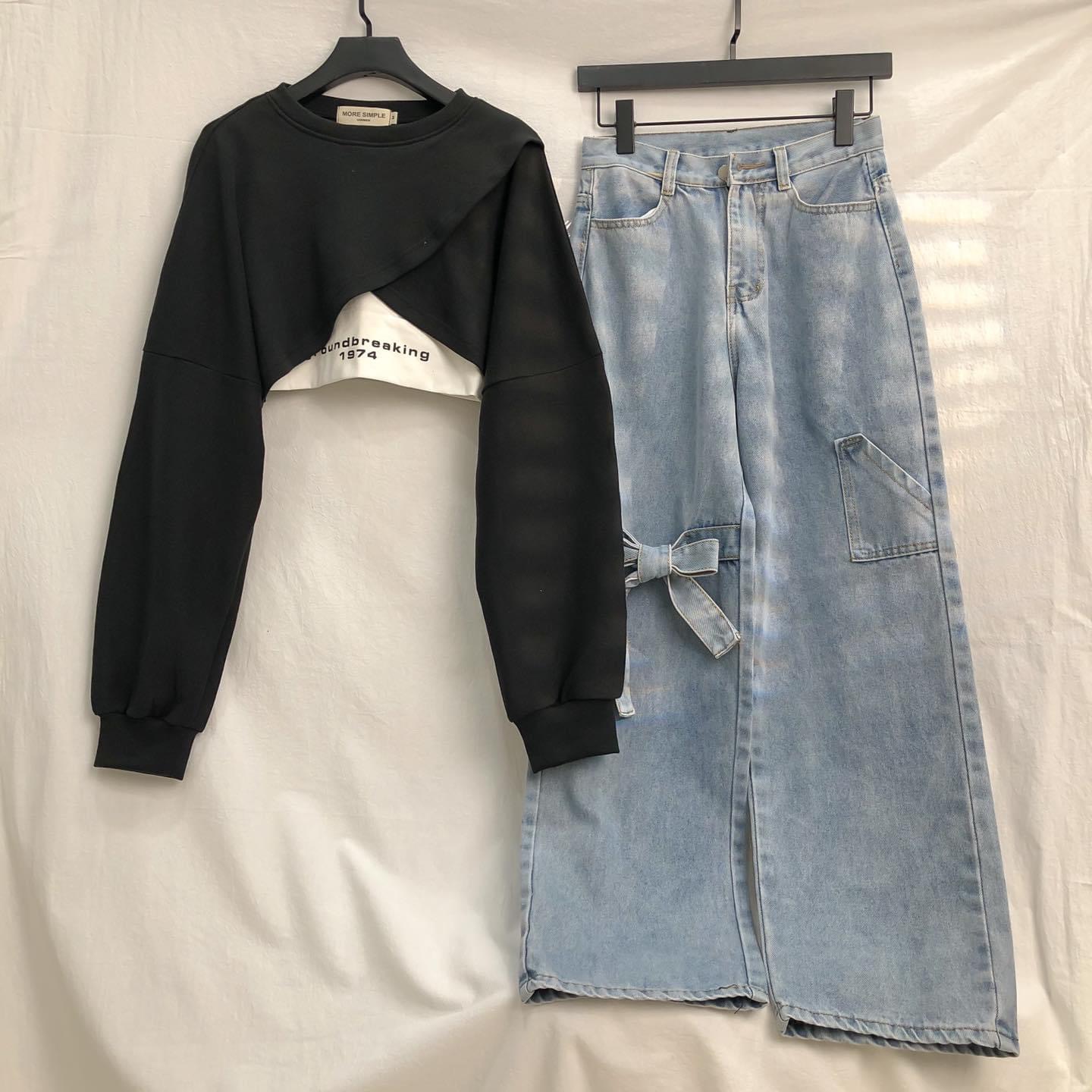 Set áo 2 món croptop đắp chéo 1974