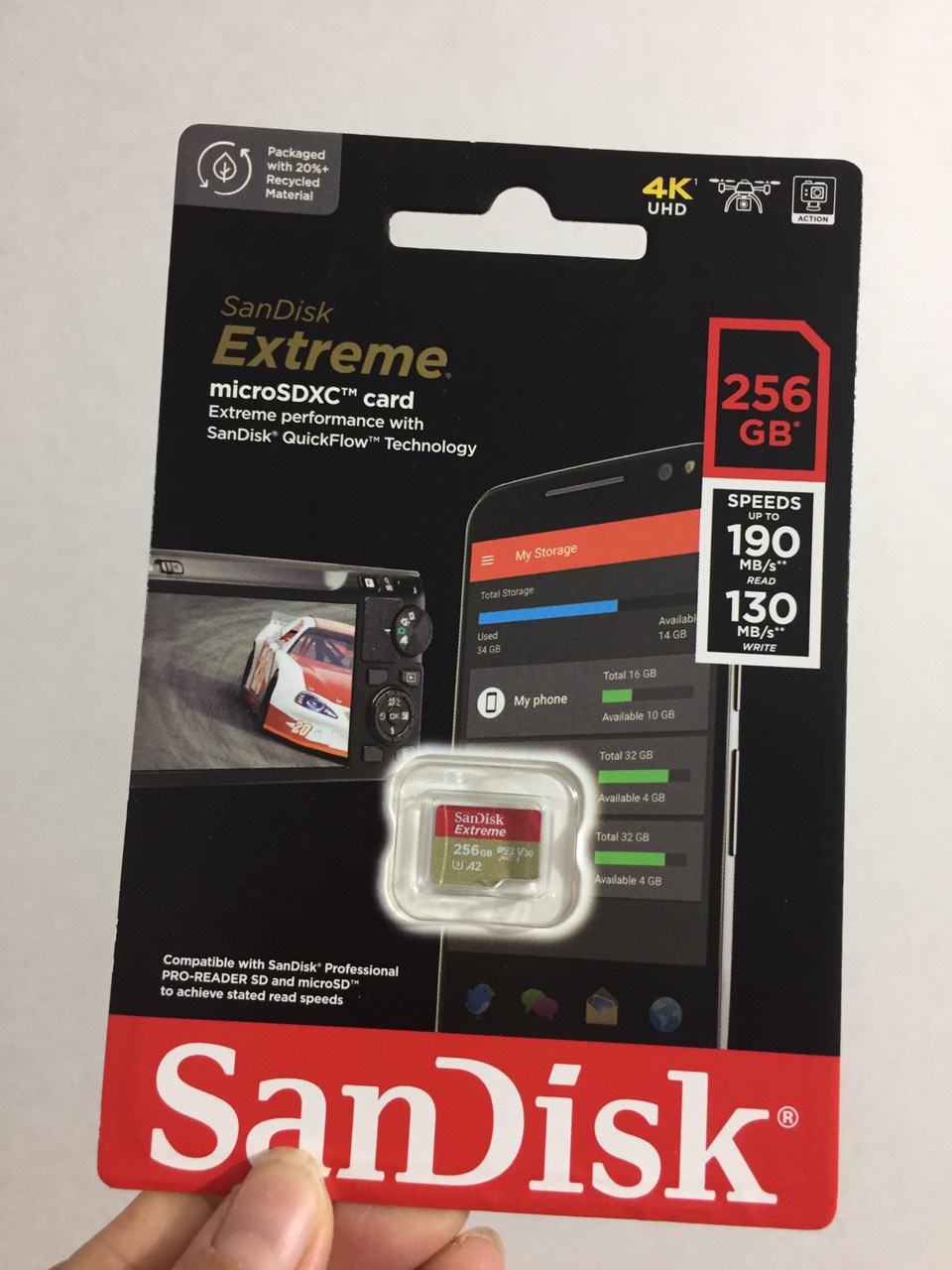 [64GB ; 128GB ; 256GB; 512GB ]Thẻ nhớ MicroSDXC tốc độ cao 190MB/s SanDisk Extreme SDSQXAA