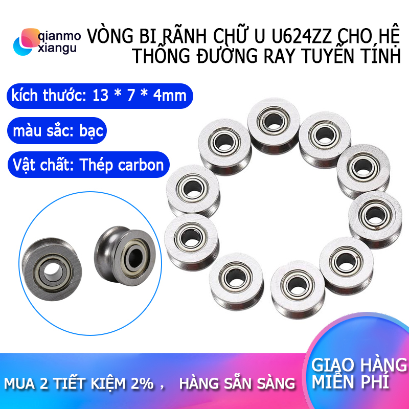20Pcs U Groove Bearing U624ZZ Carbon Steel Durable V Groove Ball Bearing Pulley for Rail Track Linear Motion Systems