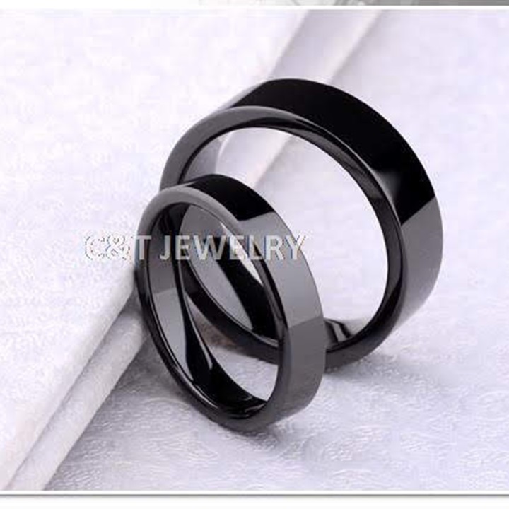 Nhẫn cặp inox trơn đen cao cấp NC132