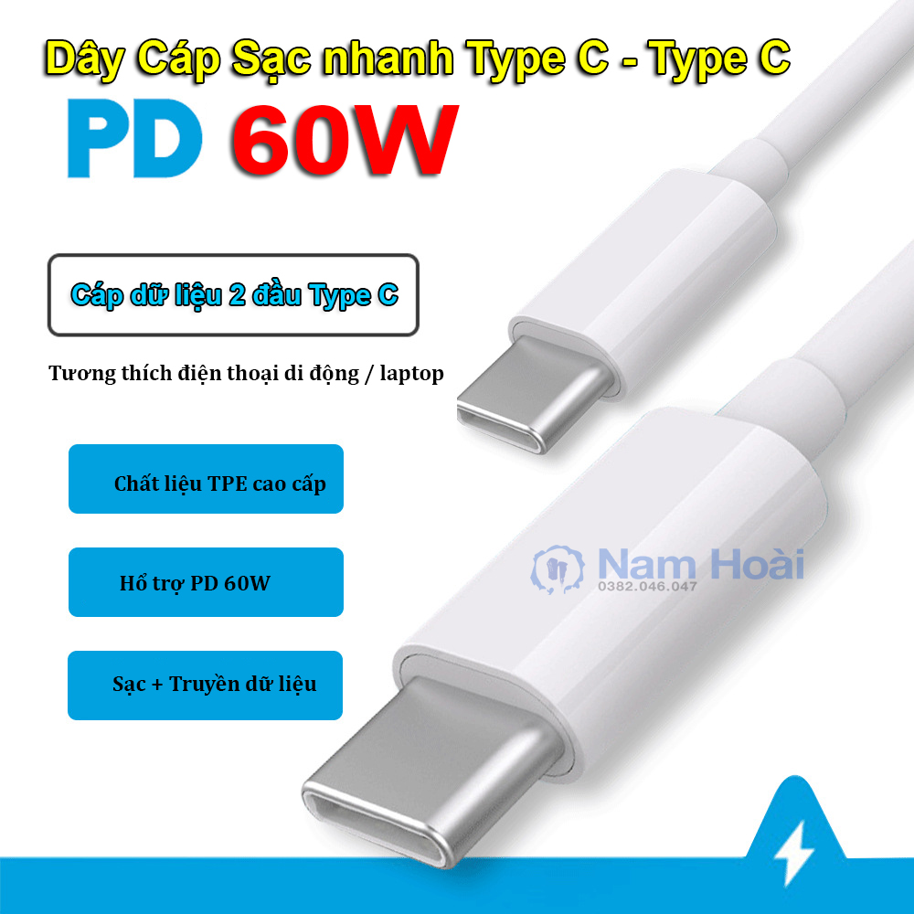Dây sạc nhanh 2 cổng Type C, dài từ 1m-2m sử dụng cho điện thoại, iPad Pro, MacBook Pro, Google Pixel XL...