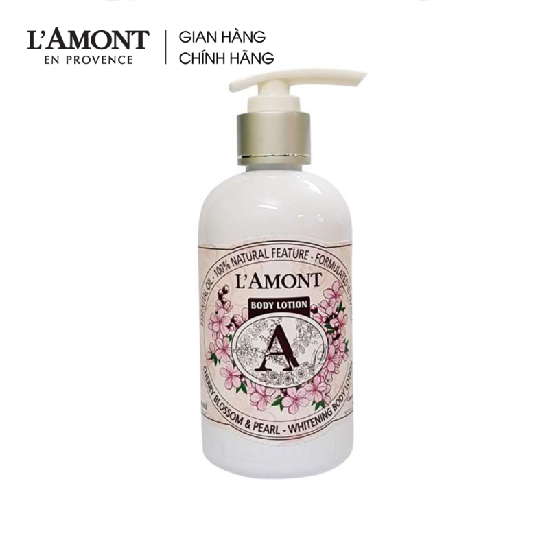 Sữa dưỡng thể trắng da Cherry Blossom & Pearl Whitening Body Lotion (hoa anh đào) 250ml - Lamont En Provence