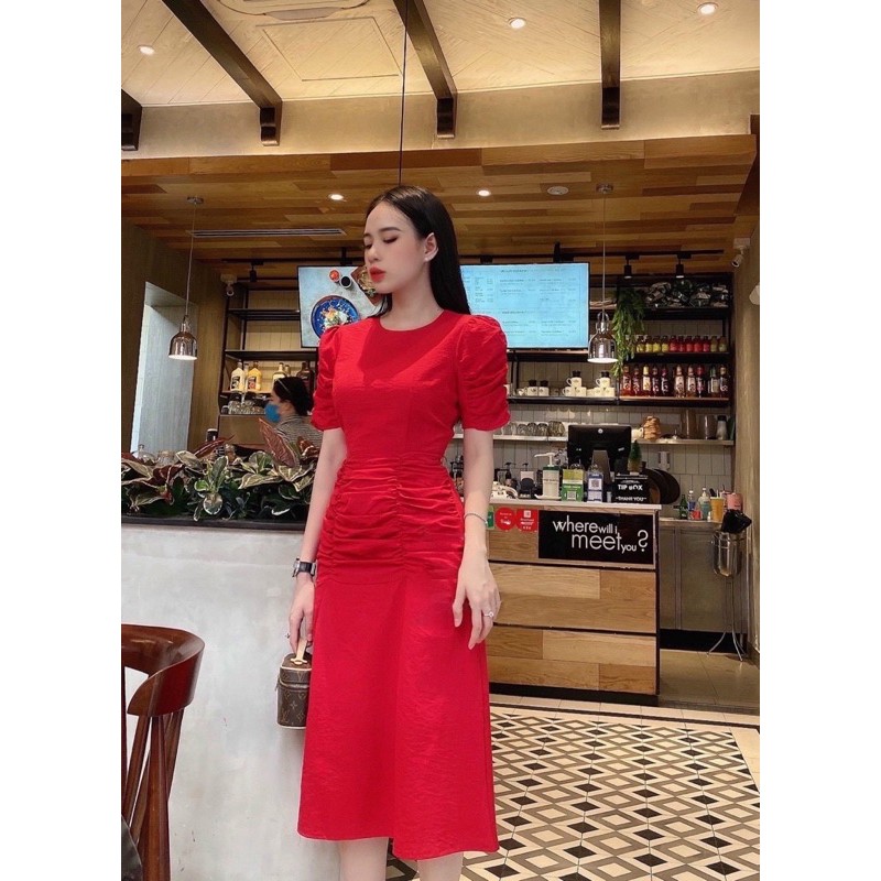 Đầm cổ tròn tùng nhúng 3 màu