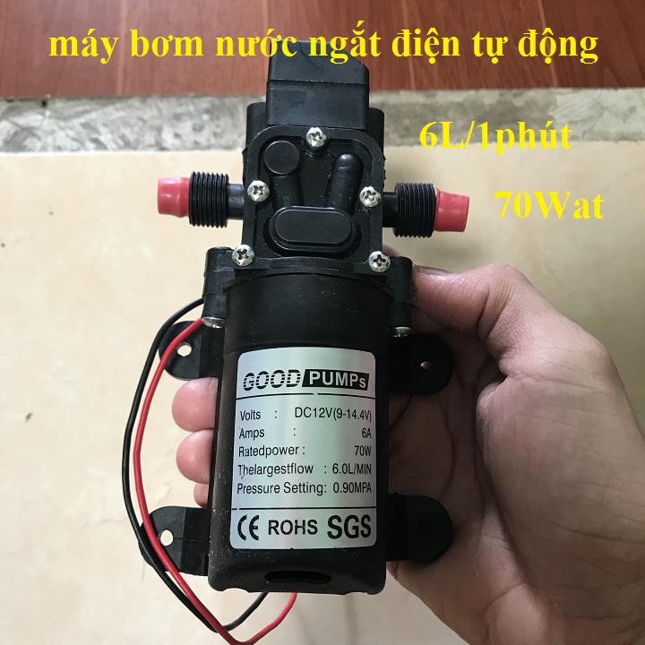 Máy phun sương 12v, máy bơm áp 12v phun sương tưới cây, phun sương làm mát