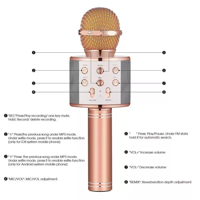 (BT 12T) [Voucher 7% Max 800K]micro karaoke bluetooth giá rẻ, micro hát karaoke không dây, micro hát karaoke bluetooth, mic hát karaoke trên điện thoại WS 858