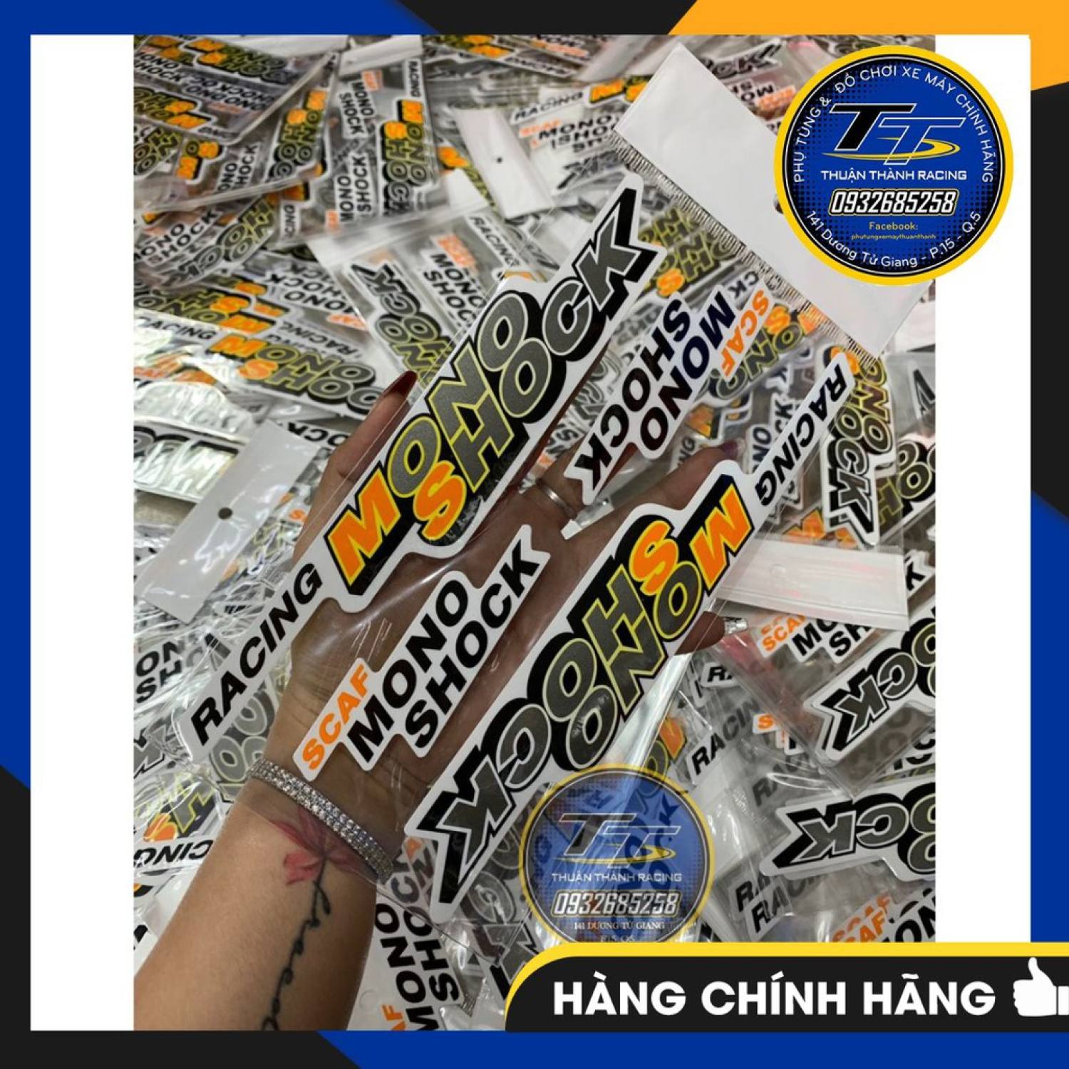 Tem sườn / tem phuộc monoshosk đen - sport / xipo