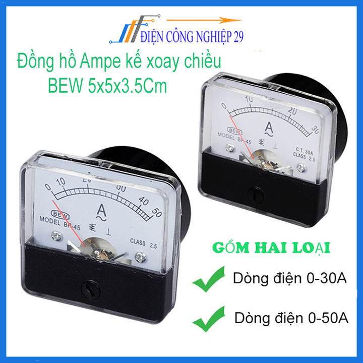 Đồng hồ ampe kế xoay chiều bew 5x5x3.5cm