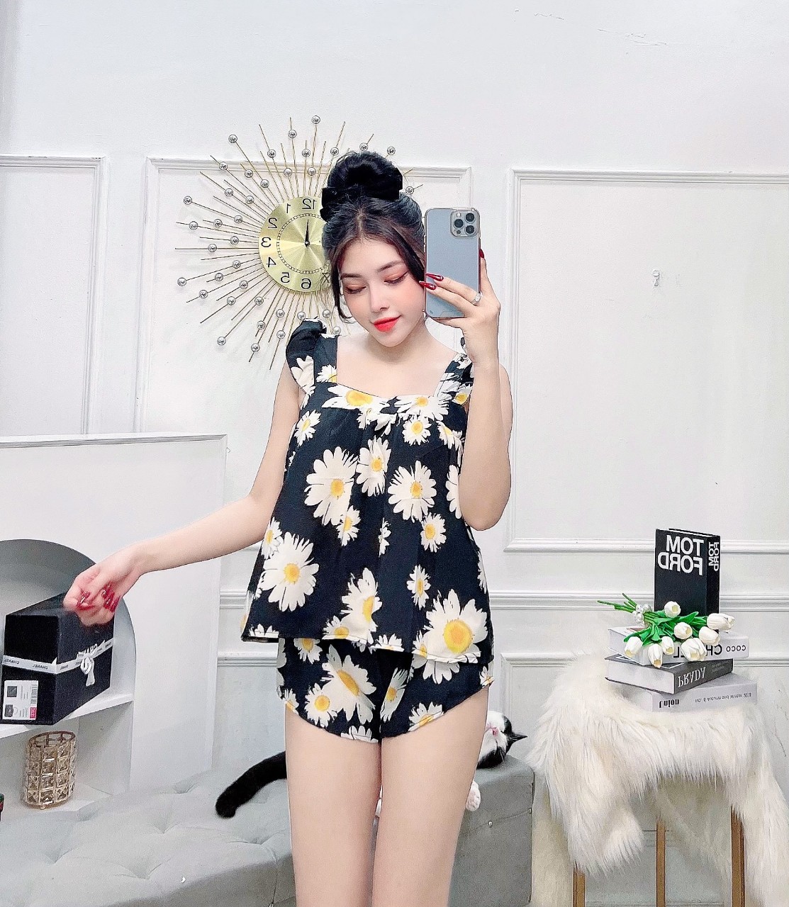 Đồ bộ đùi hoạt hình tay cánh tiên vải lụa hàn ,freesize dưới 56kg