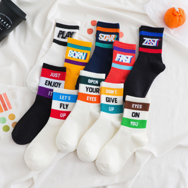 Set 10 đôi Tất cao cổ CHỮ style Hàn 2020