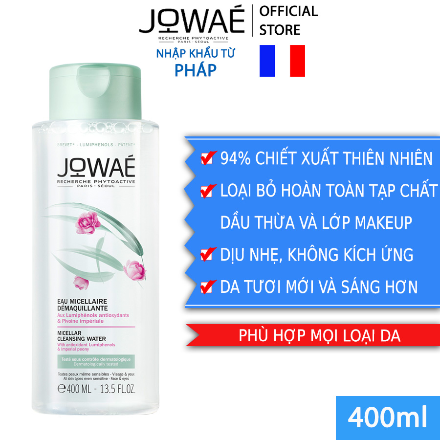 nước tẩy trang loại bỏ make up jowae 100% làm sạch da không nhờn dính và khô căng mỹ phẩm thiên nhiên nhập khẩu pháp micellar cleansing water 400ml 1