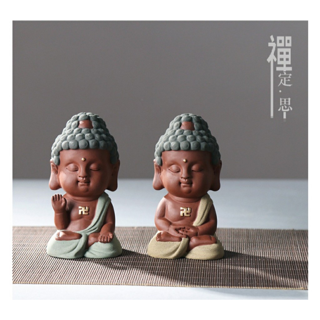 Tượng bồ tát ngồi thiền tịnh tâm cỡ nhỏ- tượng phật gốm tử sa cực đẹp