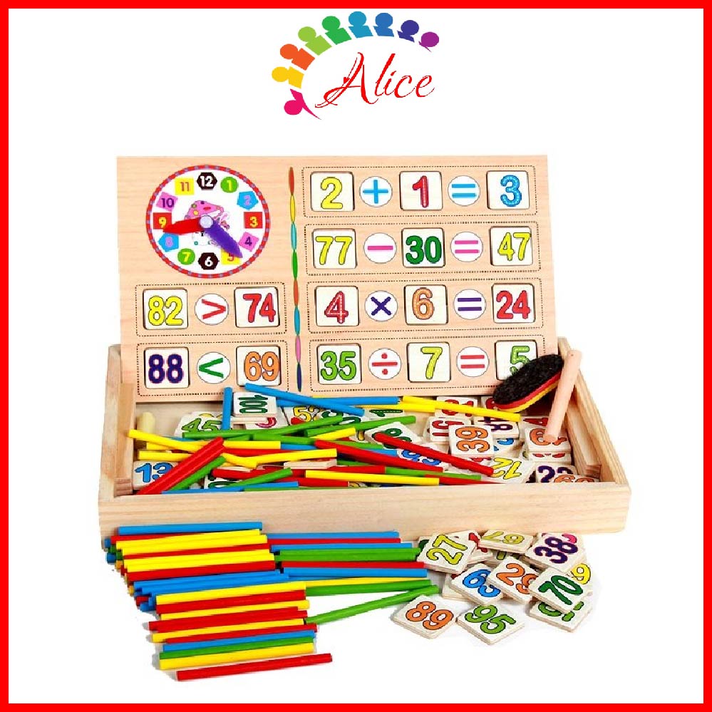 Hộp 100 số kèm que tính học đếm - Đồ chơi thông minh cho bé