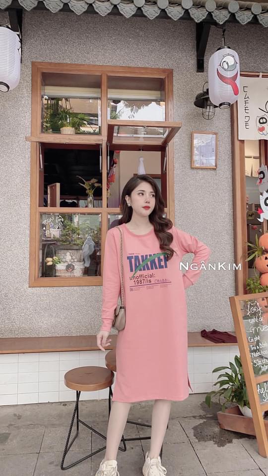 [Yến Trần] Đầm suông - Váy suông Takkep Dài Tay, Chất Cotton, Hàng Đẹp Đủ 3 Màu