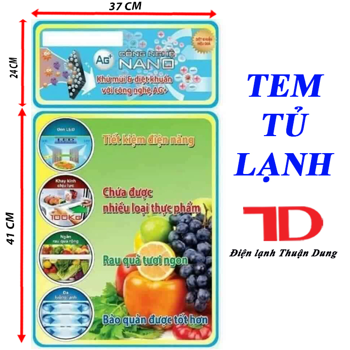 TEM DÁN TỦ LẠNH, TEM DÁN TỦ LẠNH VẬT TƯ ĐIỆN LẠNH THUẬN DUNG
