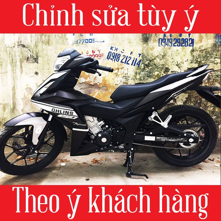 Tem trùm Winner đen trắng Ohlin - Độ dán team trùm decal xe máy Winner đen trắng Ohlin - Team trùm decal xe máy Winner rẻ đẹp và chất