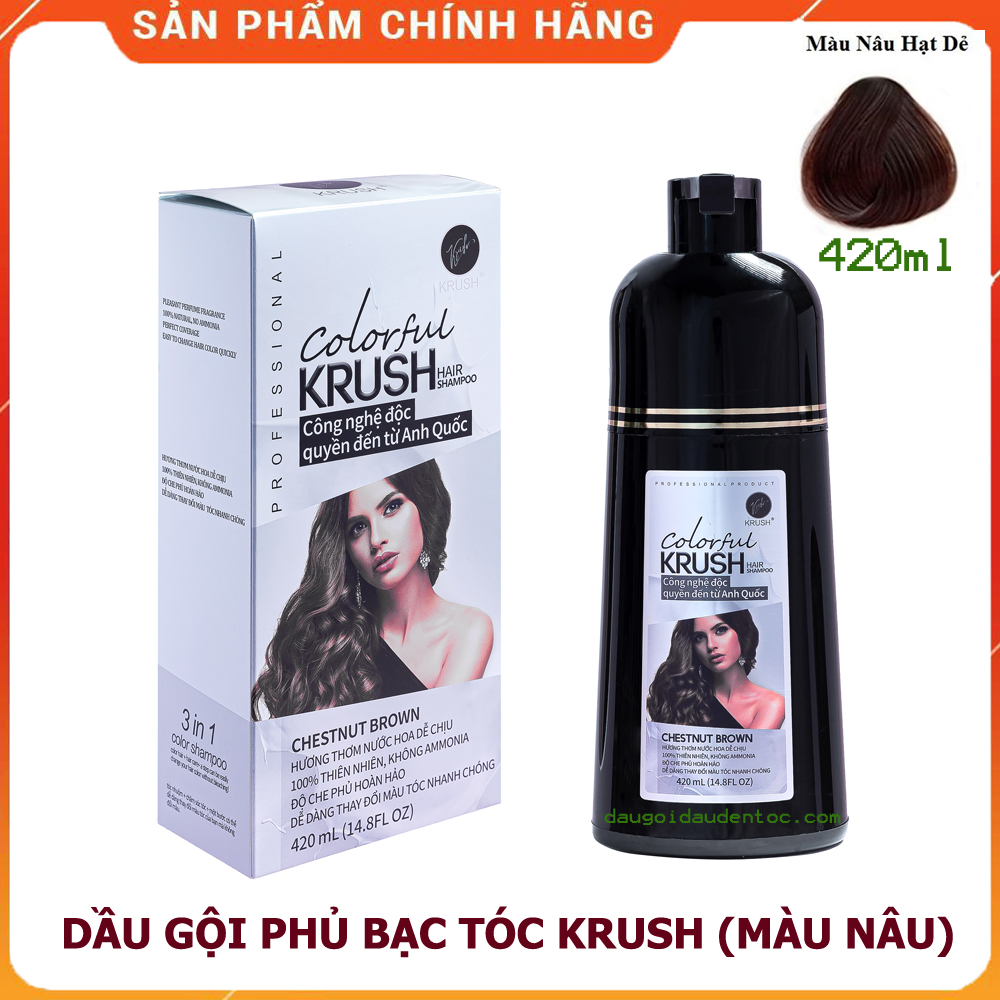 Dầu gội đầu phủ bạc đen tóc Krush Anh Quốc (Tặng lược nhuộm tóc)