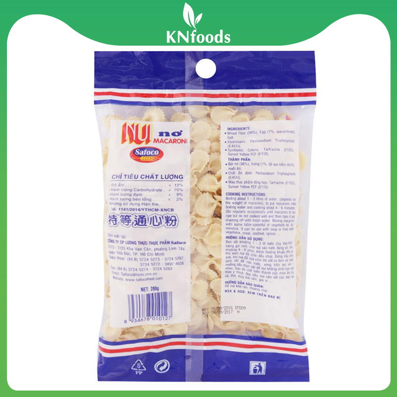 Nui nơ tròn nhỏ Safoco gói 200g