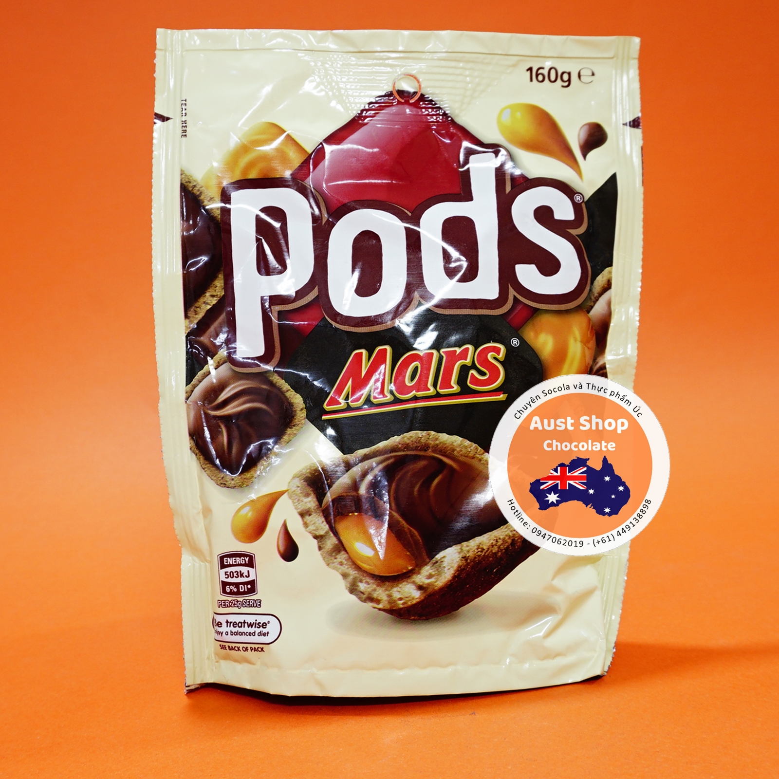 Pods mars 160g Bánh snack nhân socola mars Kosher / Halal Aust