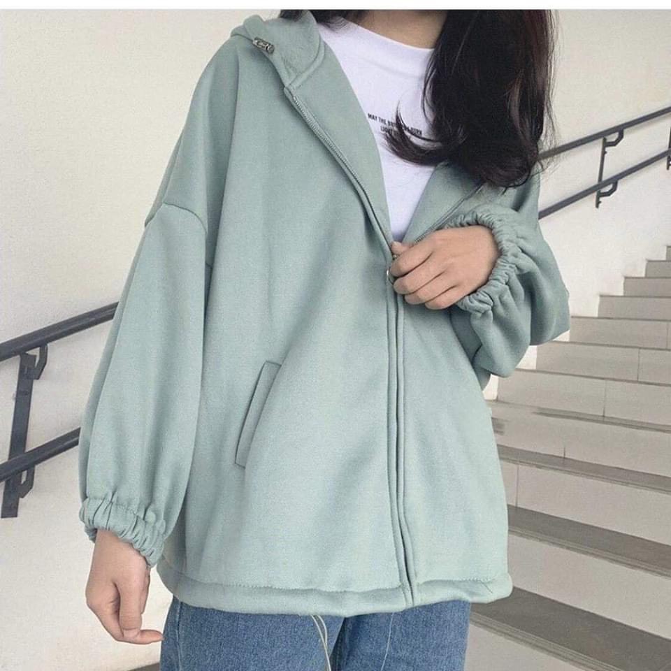 [HCM][FREESHIP] Áo hoodie nam nữ - Áo Khoác Nỉ Thu Đông Unisex kiểu dáng from rộng Lửng cánh dơi trơn cực đẹp (Tay Bó Dây Rút)