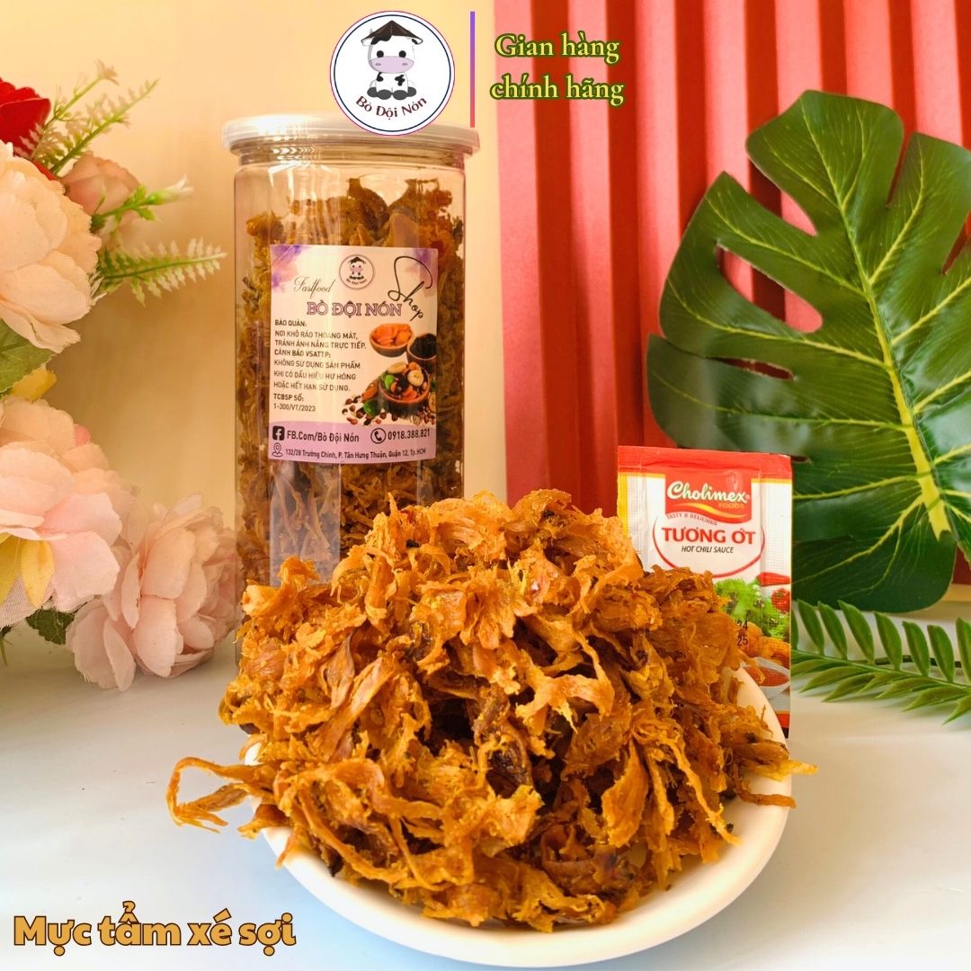 500G Mực Tẩm Xé Sợi Bò Đội Nón