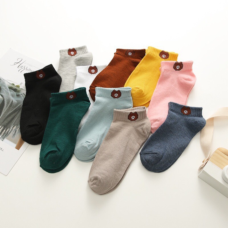 Set 10 đôiTất - Vớ Nữ Hình Gấu Brown