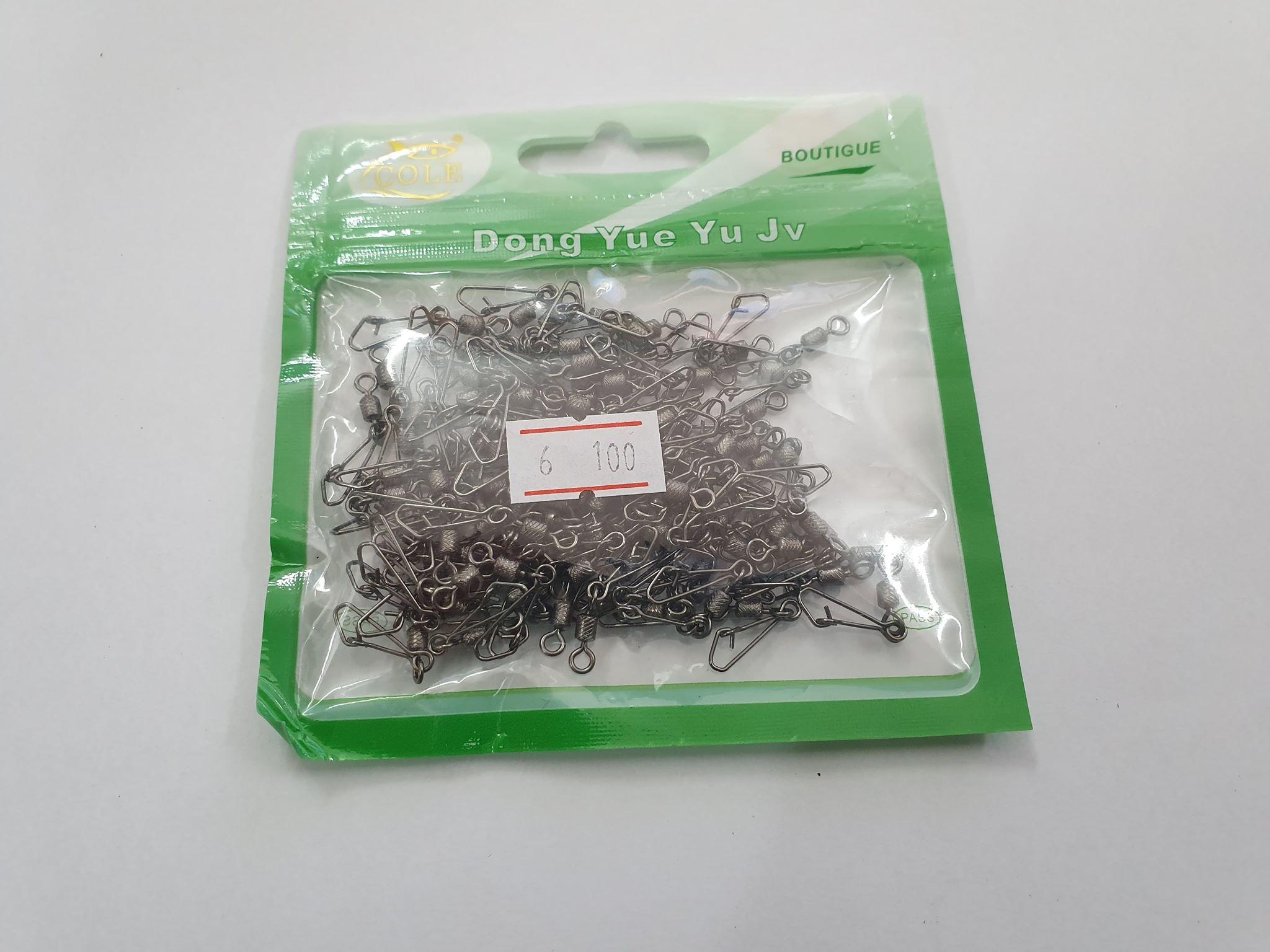 Bộ combo 100 cái khóa ma ní thép chéo câu cá size số 5 tải cá 25kg