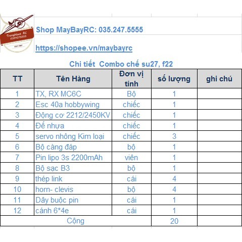 Combo đồ điện chế máy bay su27 f22