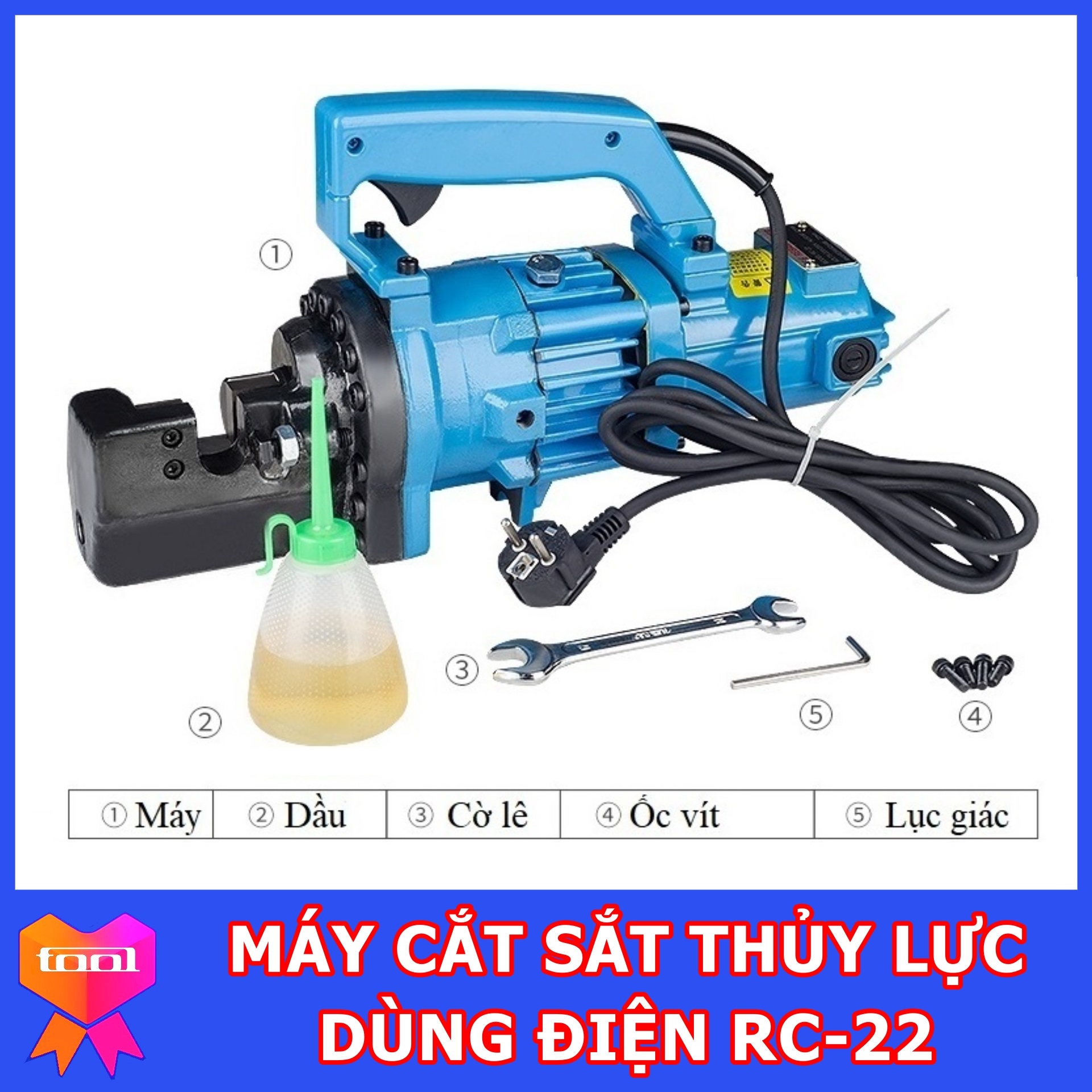 Máy cắt cốt thép thủy lực cầm tay RC22 - Chuyên dụng cắt sắt thép dạng khối tối đa phi 22 - Nhanh, mạnh, chính xác - Bảo hành Toàn Quốc 12 tháng