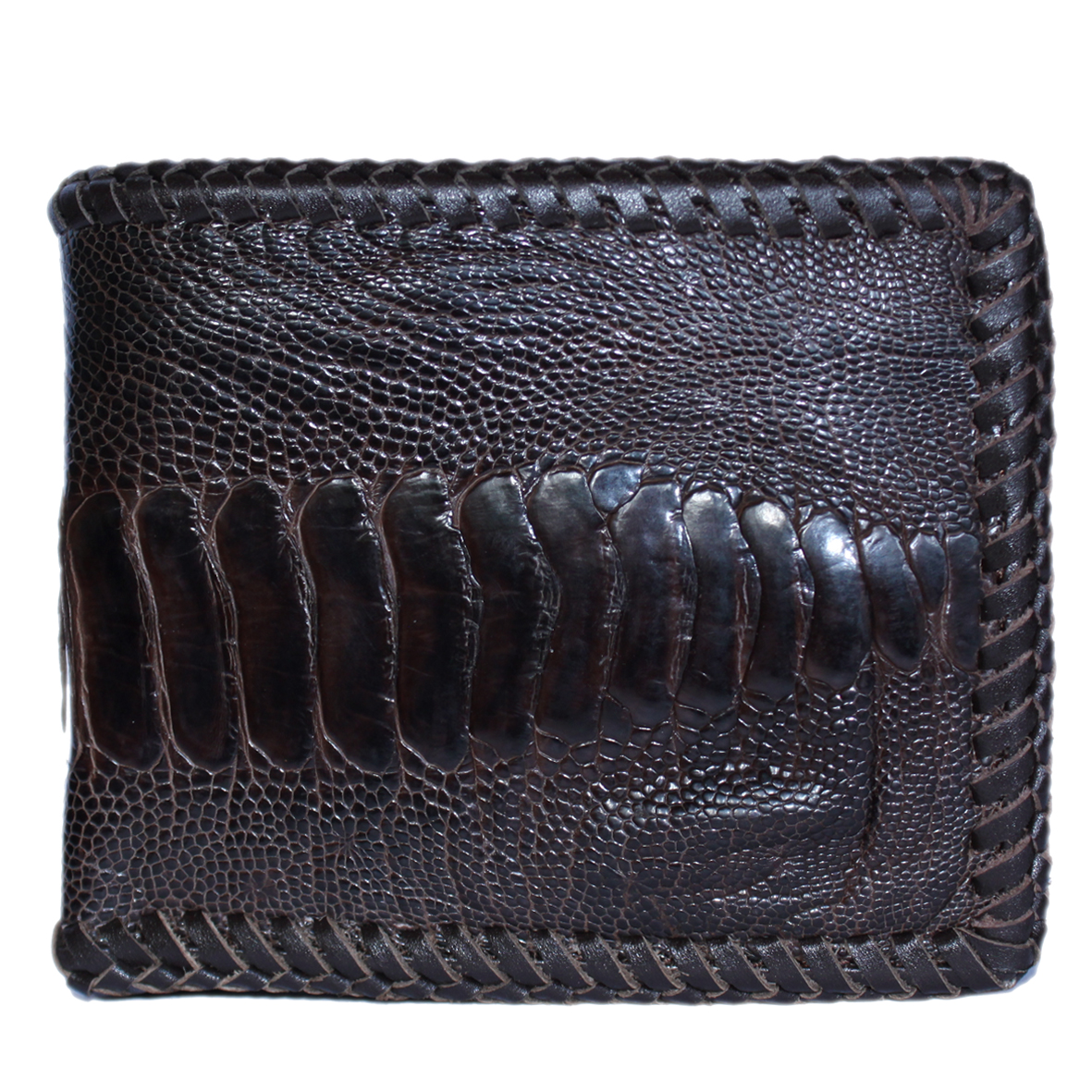 Men's multi-functional ostrich leather wallet with soil Brown