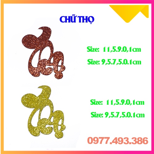 Chữ dán thư pháp 2D-COMBO PHÚC LỘC THỌ[Trang trí dưa, dừa bưởi thư pháp ngày tết] ThanghaCalligraphy
