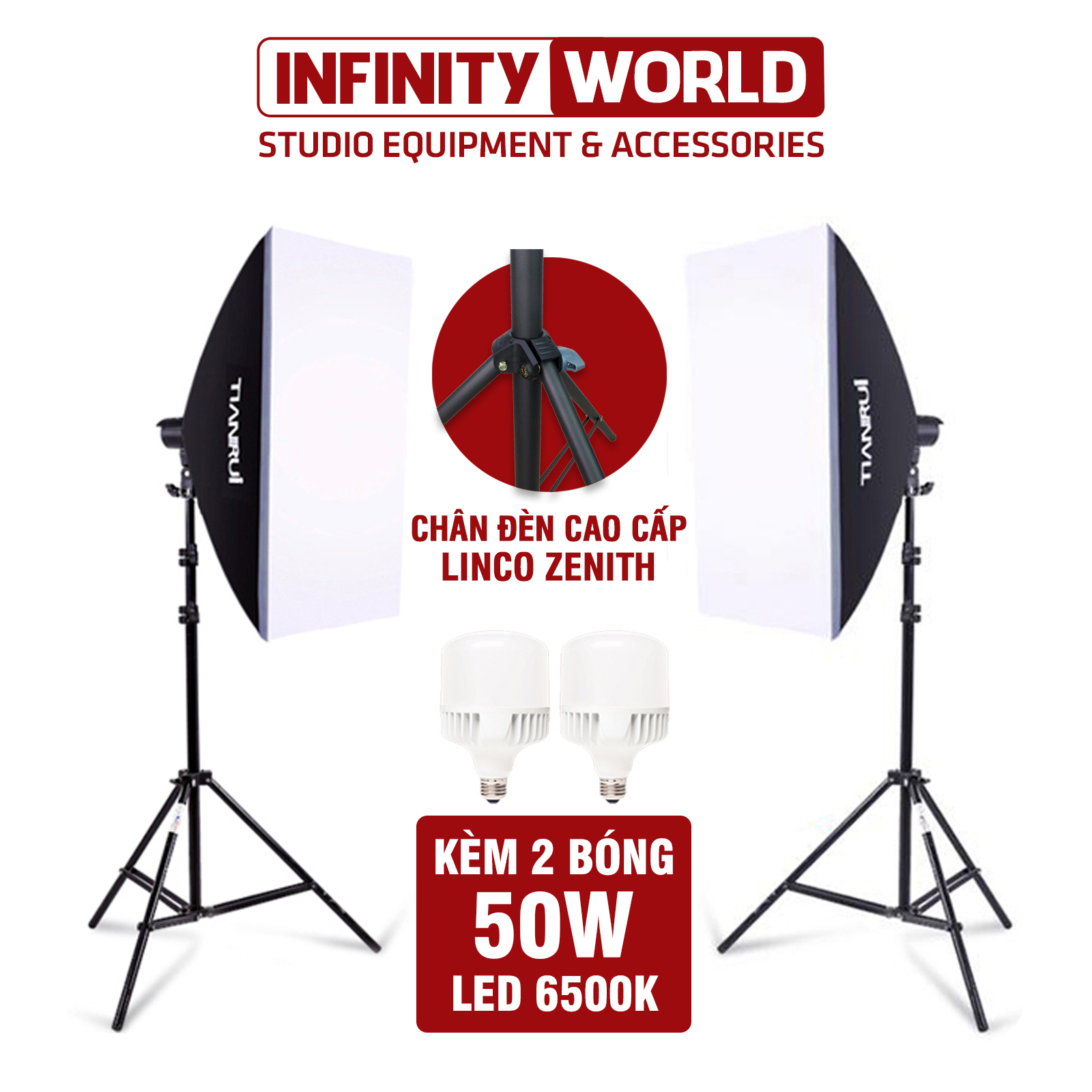Set 2 đèn chụp sản phẩm TIANRUI (Kèm 2 đèn led siêu sáng tùy chọn công suất)