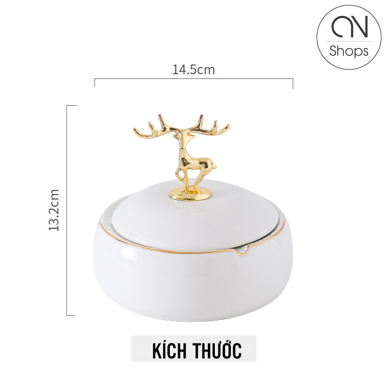 Gạt Tàn Gốm Sứ Màu Trắng Cao Cấp