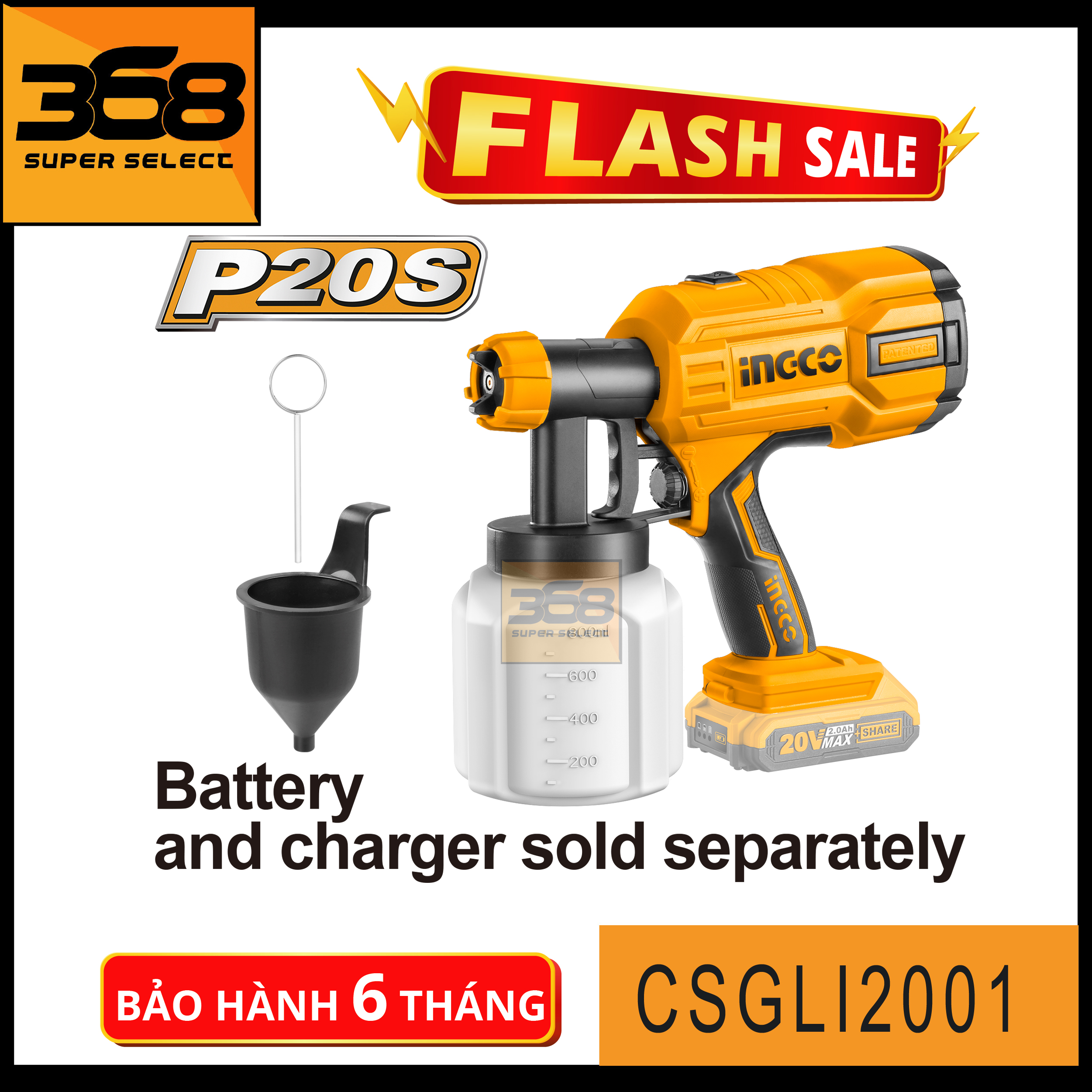 P20S Máy phun sơn dùng pin 20V INGCO CSGLI2001 ( không kèm pin và sạc )