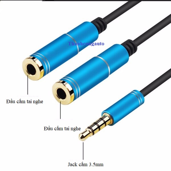 Cáp chia 3.5mm ra 2 tai nghe/loa - Cáp chia tai nghe/loa
