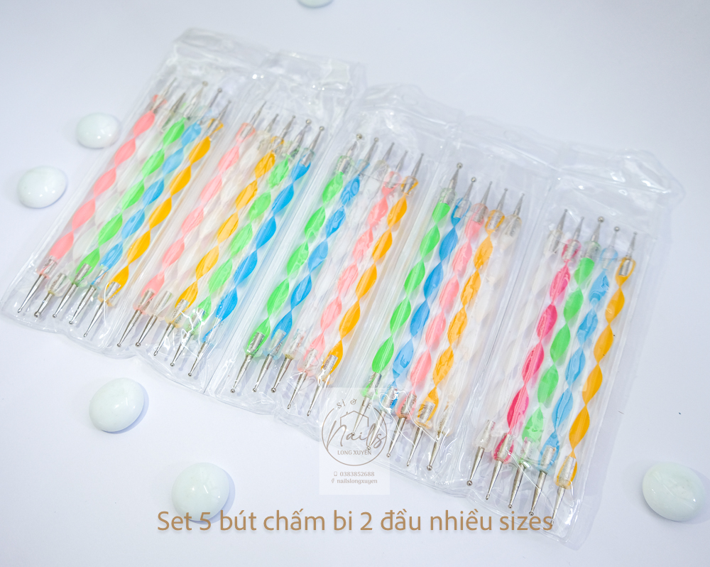 Set 5 bút chấm bi 2 đầu, set 5 bút chấm bi làm móng