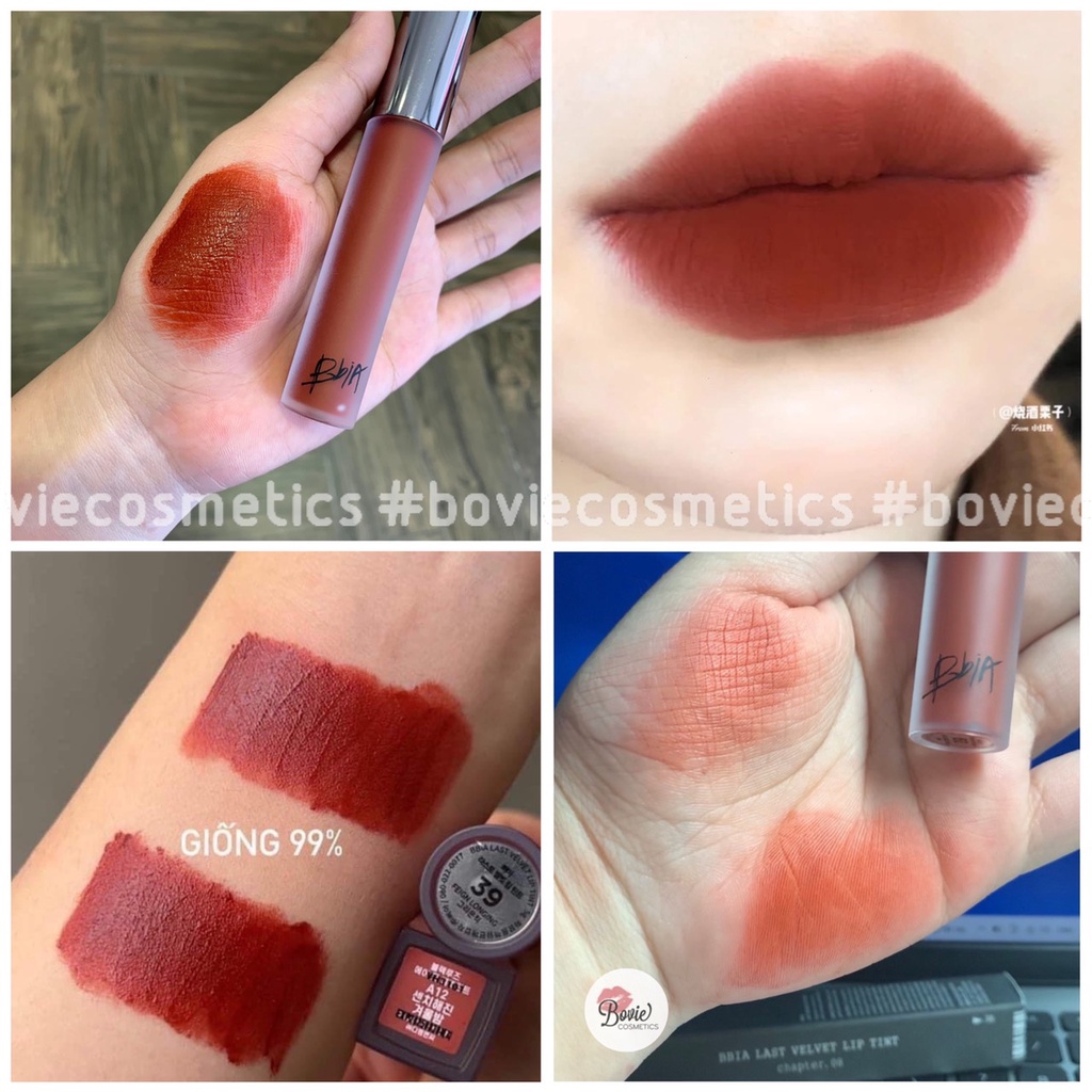 Son kem lì black rouge a12 / bbia 39 velvet tint màu nâu đỏ