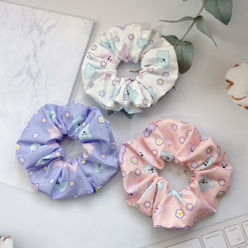 cột tóc vải scrunchies nhiều hình