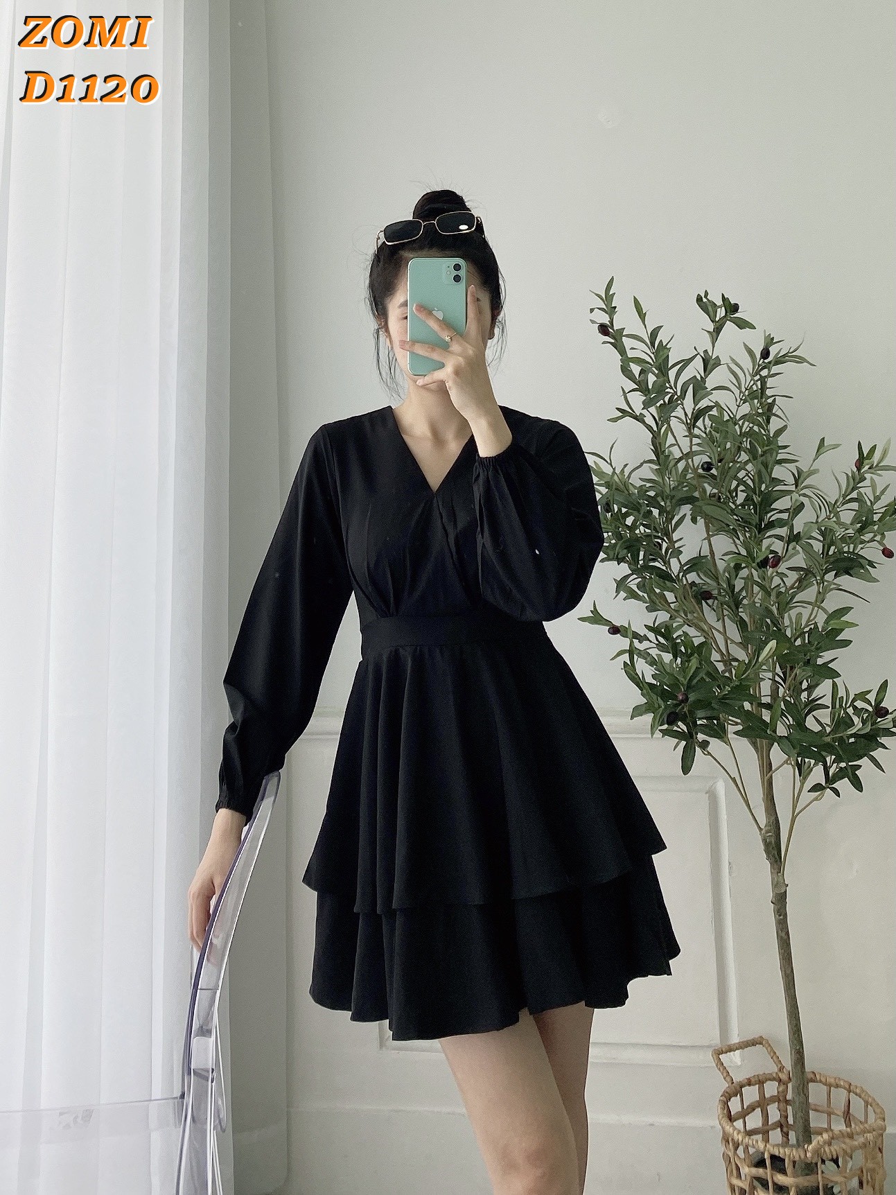 Đầm xòe hai tầng chít eo dễ thương cá tính ZOMI D1120