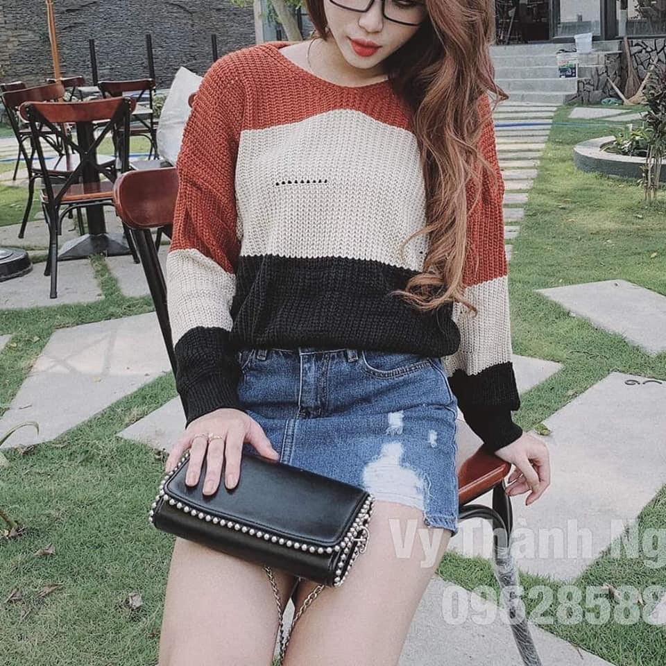 [HCM]ÁO  LEN SỌC CÓ NÓN HÀNG QCCC  SIÊU XỊN SÒ M002