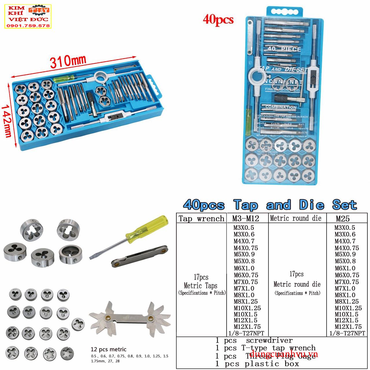 Bộ taro tạo ren 40 chi tiết