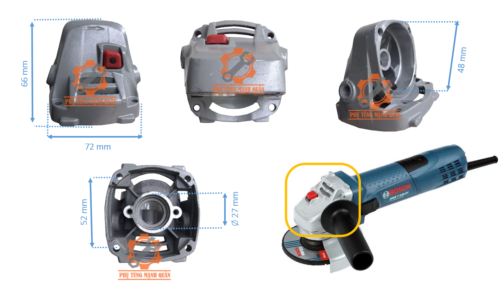 Đầu nhôm máy mài BOSCHH 7-100 (Trung Quốc)