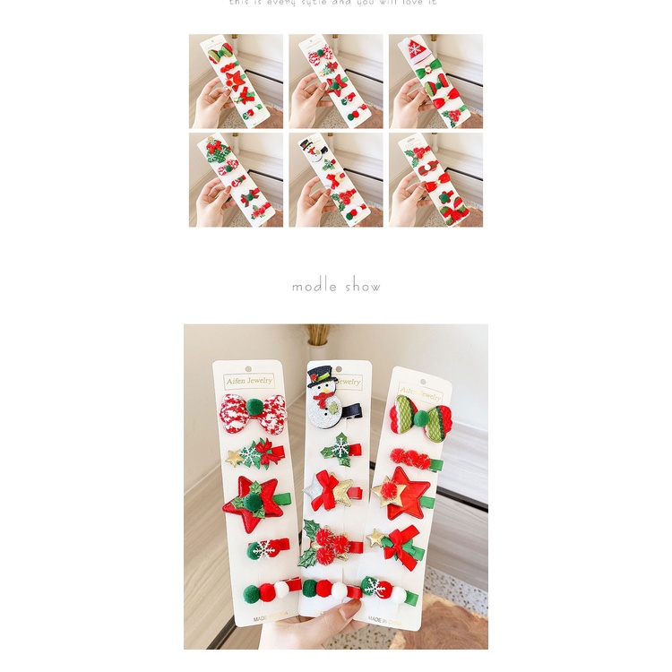 Set 5 Kẹp Tóc Giáng Sinh Noel Cho Bé