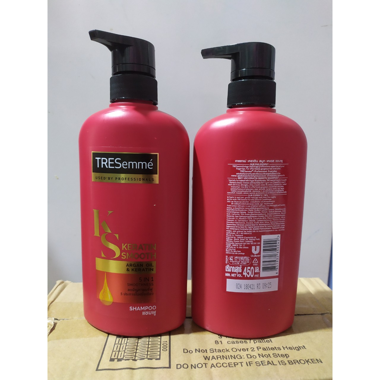 2 Chai Dầu Gội Tresemme Keratin Smoonth 450ml Thái Lan