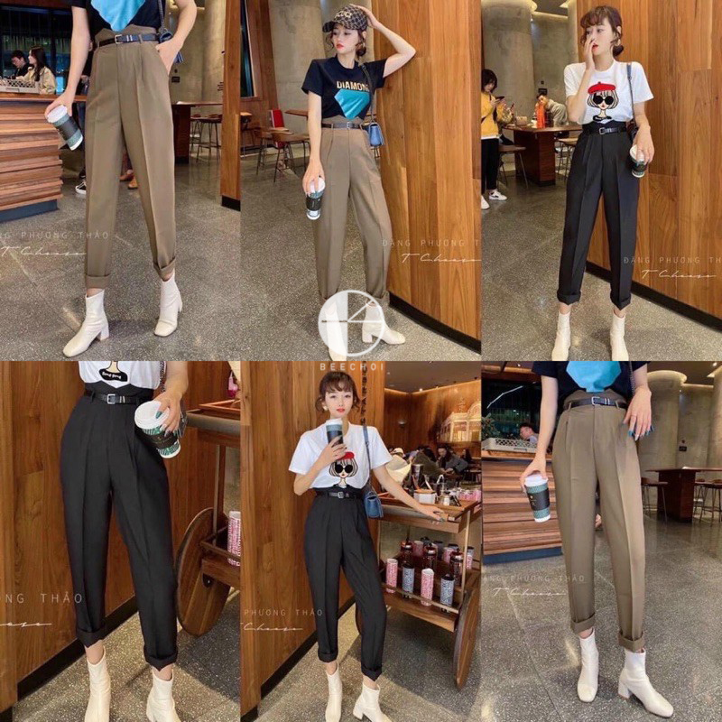 Quần baggy công sở cạp V