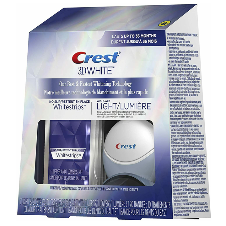 Combo 20 miếng dán trắng răng và đèn chiếu Crest 3d White